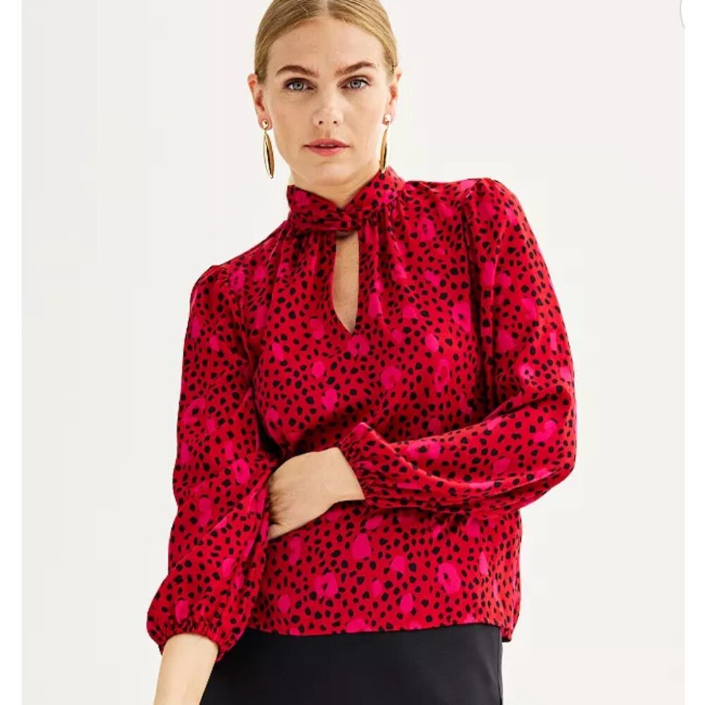 Nine‎ West Twist Neck Long Sleeve Blouse Women’s Lightweight Work Office Top XXL